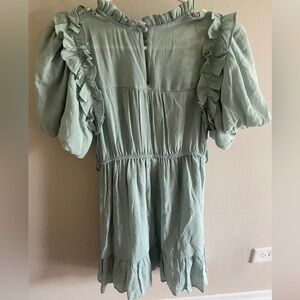 Womens puff sleeved sage short dress, size small